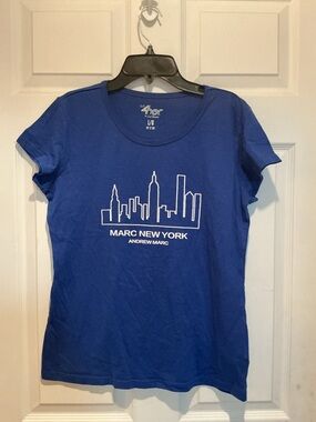 Andrew Marc Royal Blue Graphic Skyline Tee - Women's